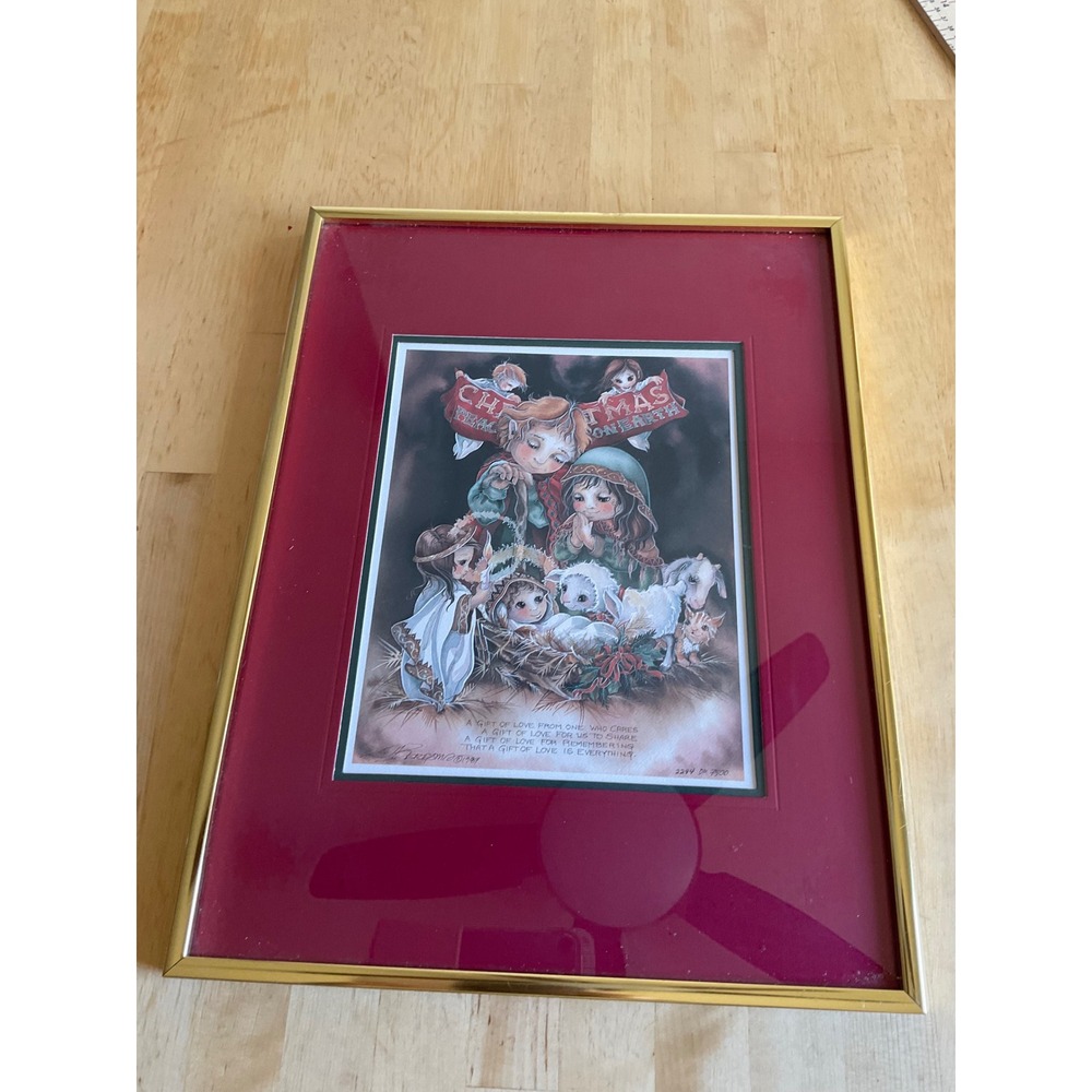 L. Bergren 1987 Signed Numbered Nativity Print Framed Christmas Art 2294/7500